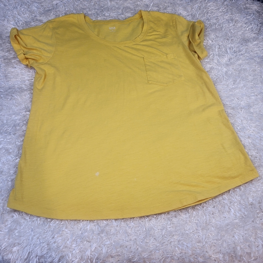(3/$20) Ana A new Approach Women's T-shirt Blouse, Yellow,  XL